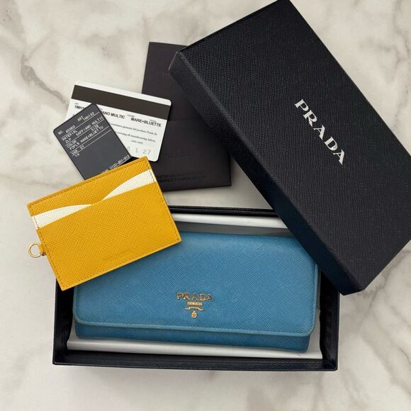 Prada Handbags - Prada Milano 2in1 Blue Long Wallet with Authenticity Card and Box